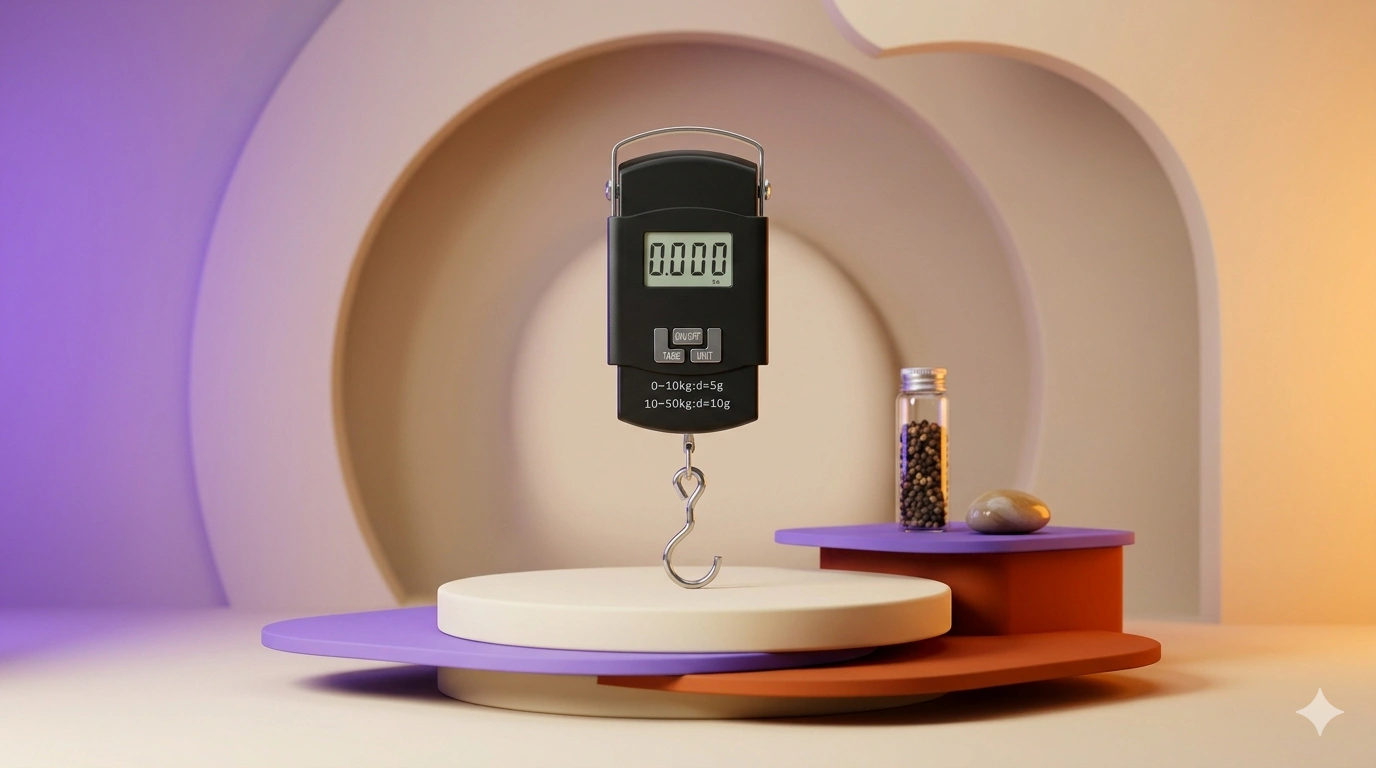 50kg Digital Hanging Scale – Portable Precision Weighing Solution for Kitchen & Travel (Black with Stainless Steel Handle)