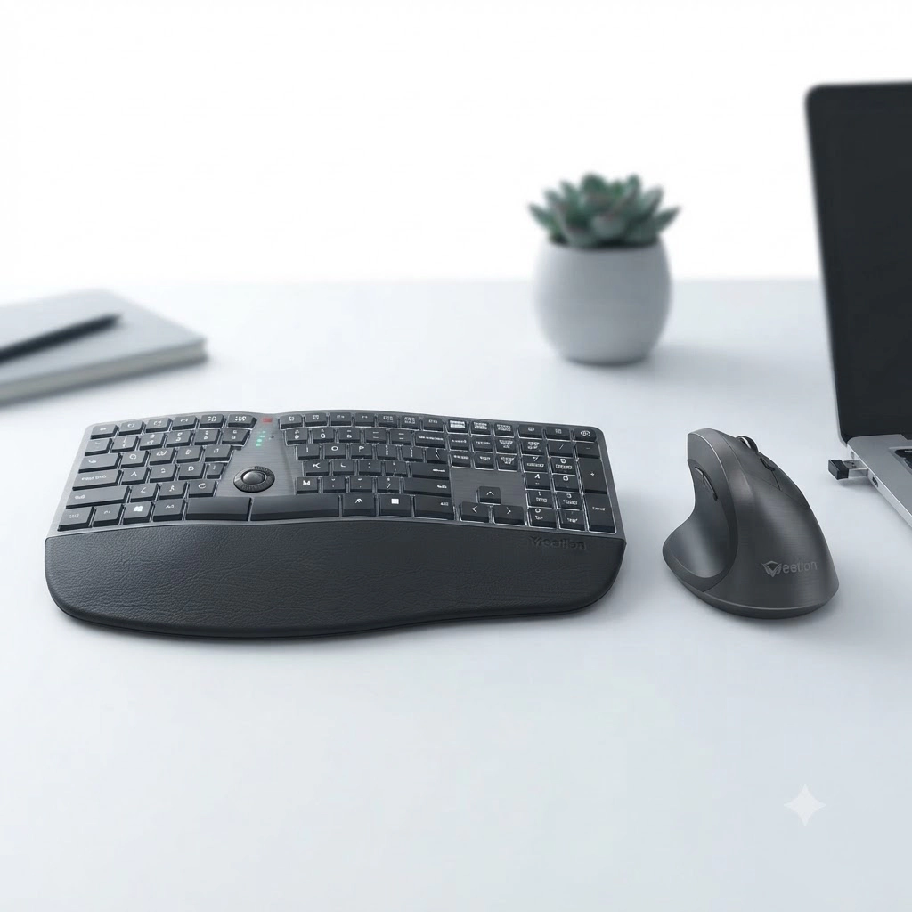 DirectorC  Compare Meetion DirectorC 2.4G Wireless Office Combo Set – Ergonomic Keyboard & Vertical Mouse (Black)
