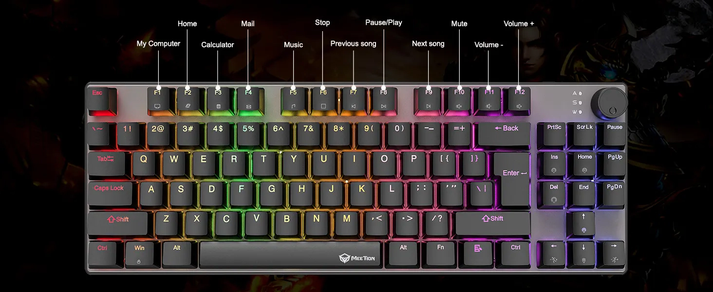 MK008 Pro RGB Mechanical Gaming Keyboard | Red Switch | Full Key Anti-Ghosting Hot-Swappable Switch Durable Metal Matte Panel Ergonomic Stepped key layout Double-shot & Wear-resistant Keykaps