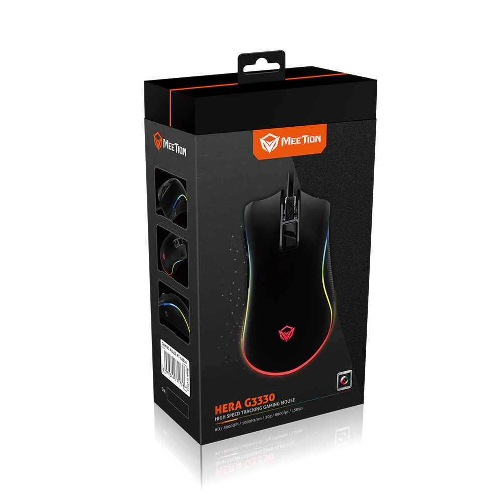 MT-G3330 Hades 7+1 buttons Professional Gaming Mouse, RGB colourful, Max 5000 dpi, can be adjusted to10000 by software.