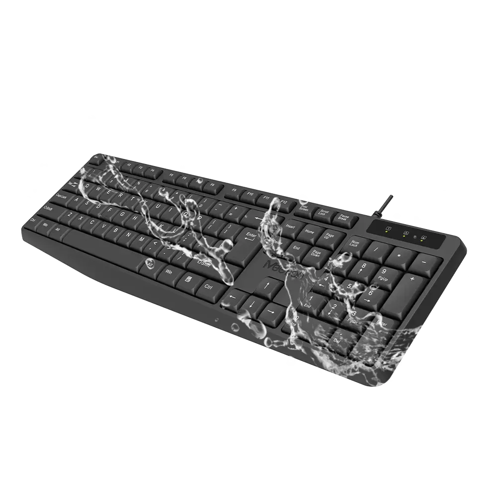 MT-K200: Black USB Waterproof Wired Keyboard; with Bijoy Keyboard layout, Color: Black