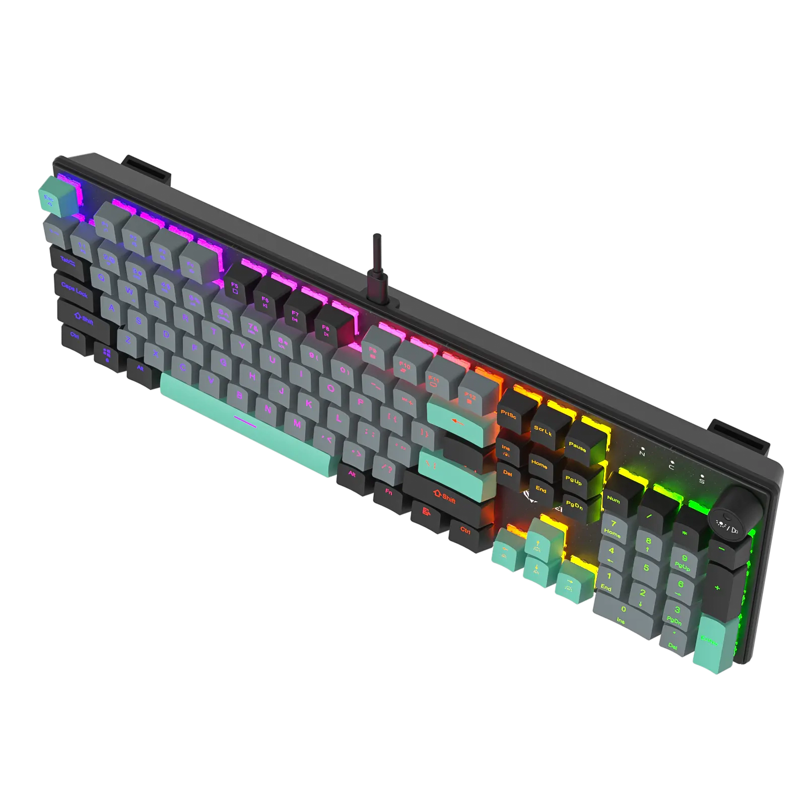 Meetion MK009 Rainbow Hot-Swappable Mechanical Gaming Keyboard - Red Switches, Volume Control Knob (1 Year Warranty)