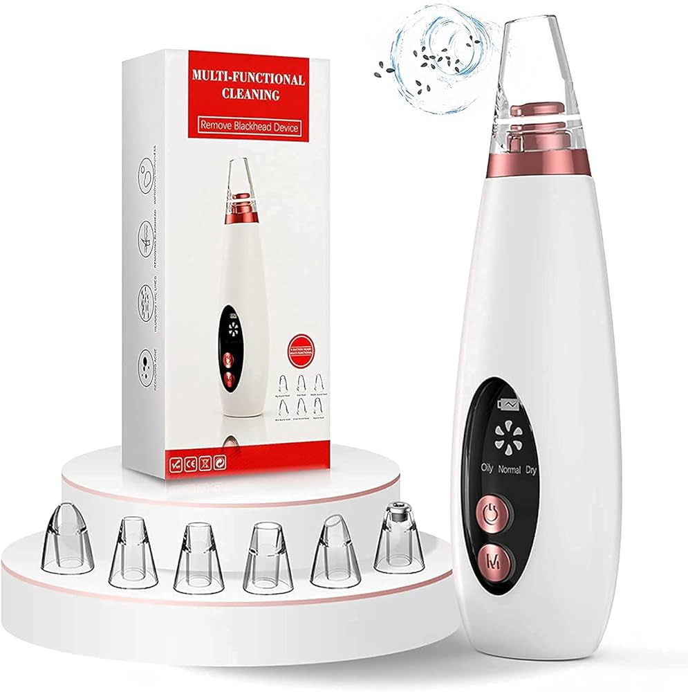 Rechargeable Electric Blackhead Remover – Multi-Functional Facial Pore Vacuum Cleaner with 6 Suction Heads