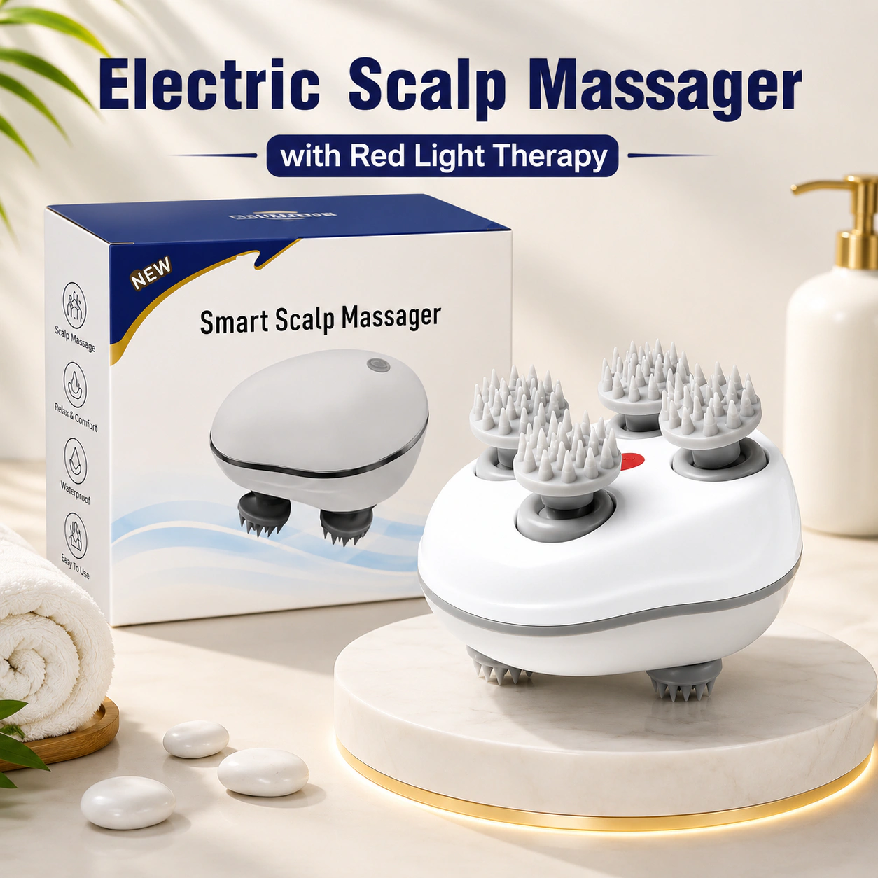 Electric Scalp Massager with Red Light Therapy – Relaxing Head Massage & Scalp Care Device